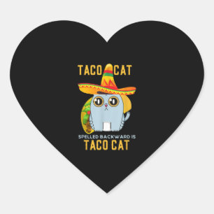 Adesivo Coração Taco Engraçado Gato Ortografado Para Trás Tacocat