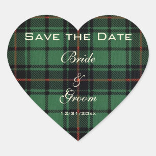 Adesivo Coração Tartan do vintage, casamento moderno do teste
