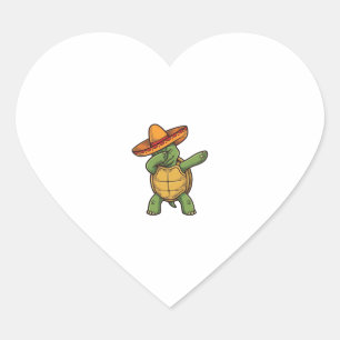 Adesivo Coração Tartaruga Dabbing Sombrero Design Vetorial Vintage