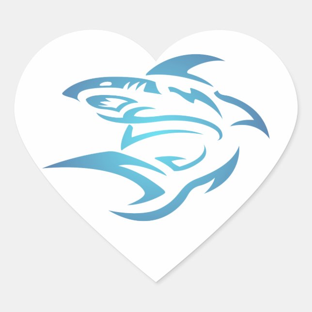 Adesivo Coração Tattoo tubarão shark (Frente)