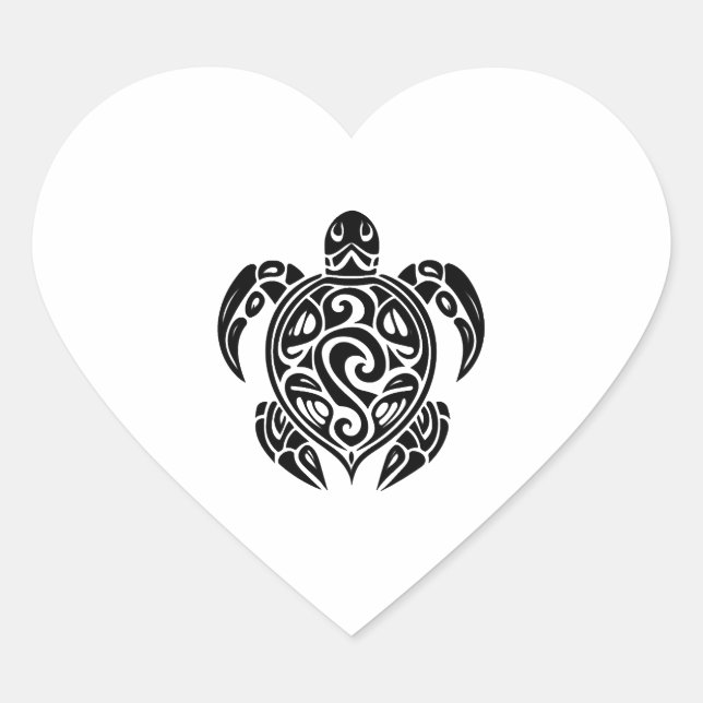 Adesivo Coração Tatuagem bonito, Tatuagem Diver Turtle (Frente)