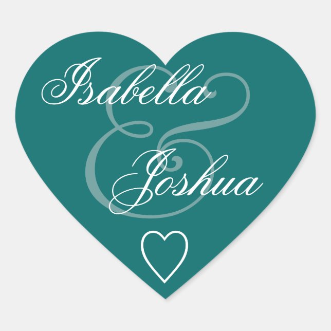 Adesivo Coração Teal Envelope Seal Wedding Heart V15 (Frente)
