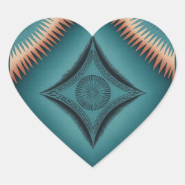 Adesivo Coração Teal Navajo Peach Sunburst Home & Living