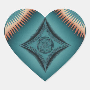 Adesivo Coração Teal Navajo Peach Sunburst Home & Living