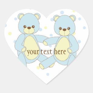 Adesivo Coração Teddy Bear Twins Sticker