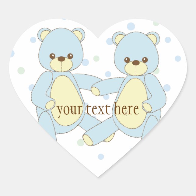 Adesivo Coração Teddy Bear Twins Sticker (Frente)