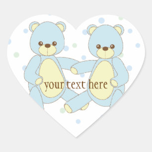 Adesivo Coração Teddy Bear Twins Sticker