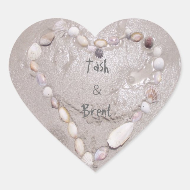 Adesivo Coração Tema da praia (Frente)