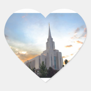 Adesivo Coração Templo LDS Oquirrh Mountain Utah pôr do sol