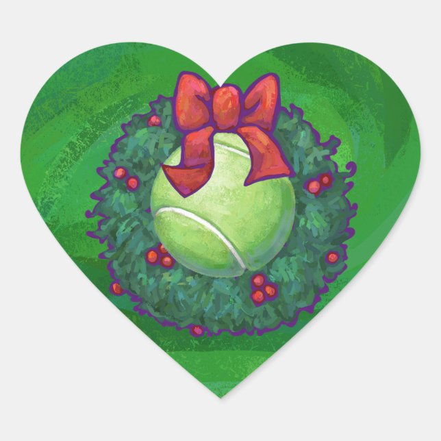 Adesivo Coração Tênis Ball Christmas Wreath on Green (Frente)