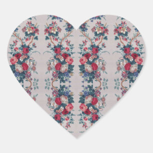 Adesivo Coração Teste padrão bonito dos buquês das flores dos