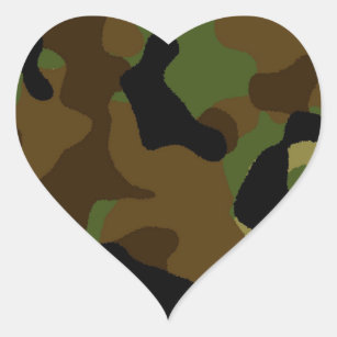 Adesivo Coração Teste padrão verde militar da camuflagem de Camo