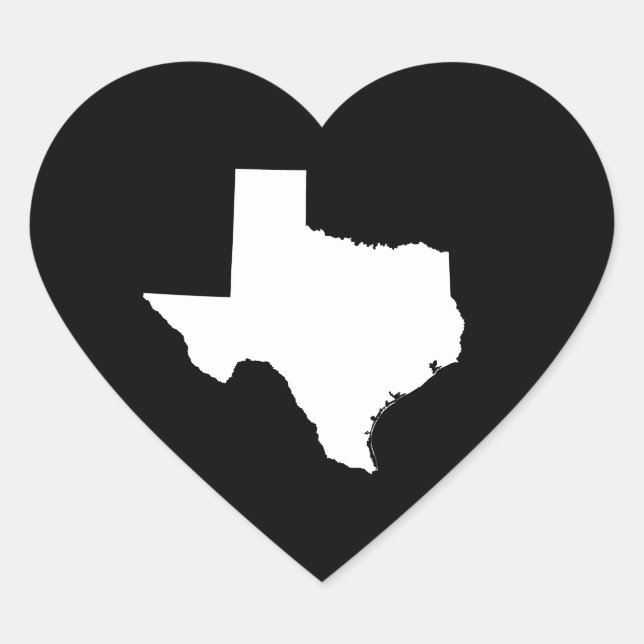 Adesivo Coração Texas em branco e preto (Frente)