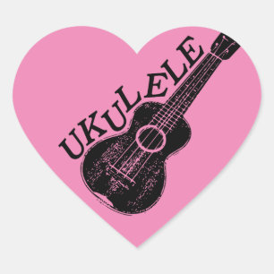 Adesivo Coração Texto E Imagem Do Ukulele