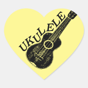 Adesivo Coração Texto E Imagem Do Ukulele