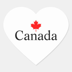 Adesivo Coração Texto personalizado do Canadá com folha de mapa ve