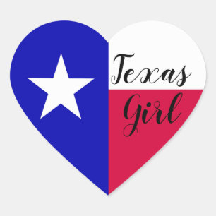 Adesivo Coração Texto Personalizado Texas Girl Red White e Blue Fl