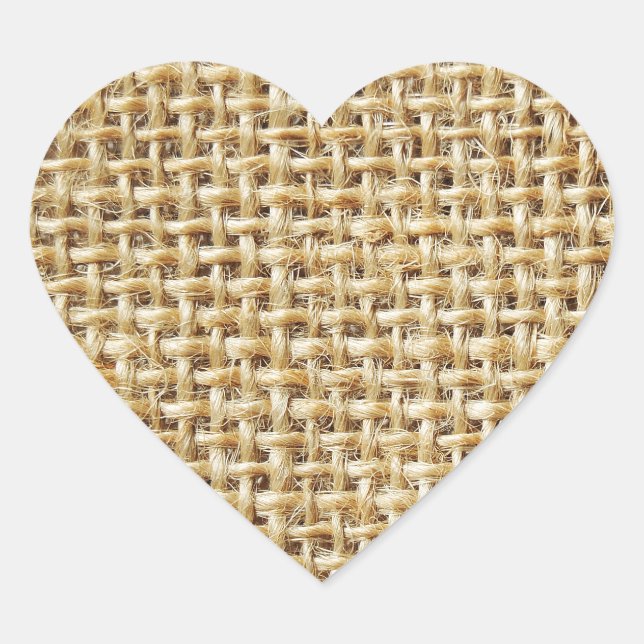 Adesivo Coração Textura de burlap (Frente)