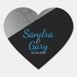 Adesivo Coração Textura De Damasco Floral De Prata - Salve A Data