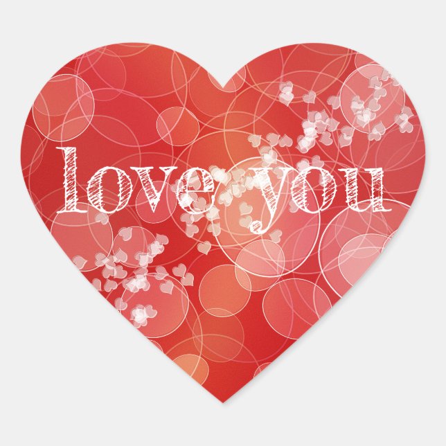 Adesivo Coração Textura de gradiente vermelho estilo bokeh (Frente)