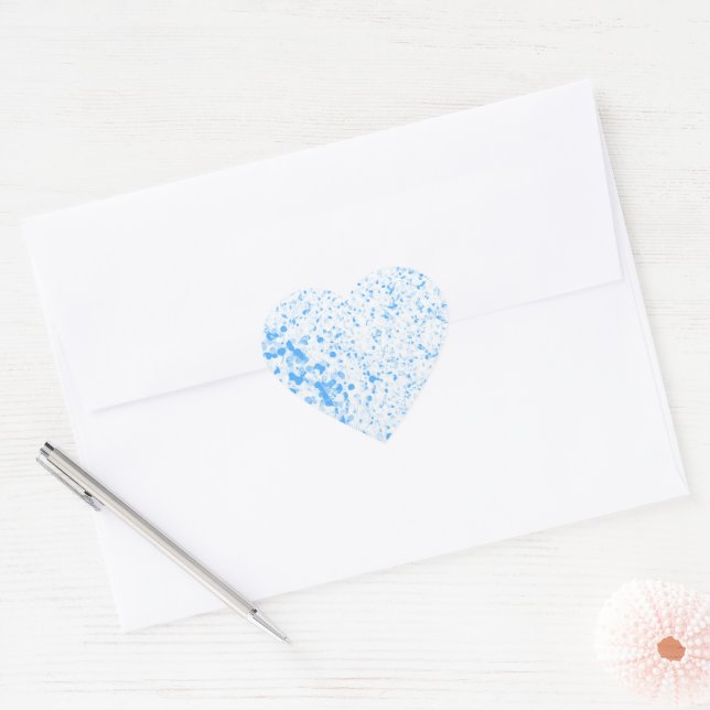 Adesivo Coração Textura Mancha - Azul (Envelope)