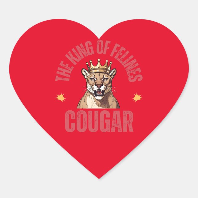 Adesivo Coração the cougar with a crown (Frente)