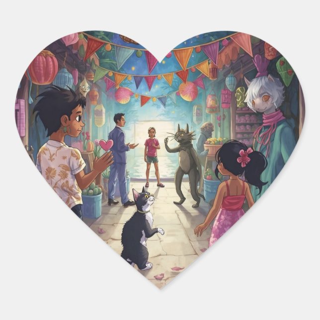 Adesivo Coração The Market Between Worlds (Frente)