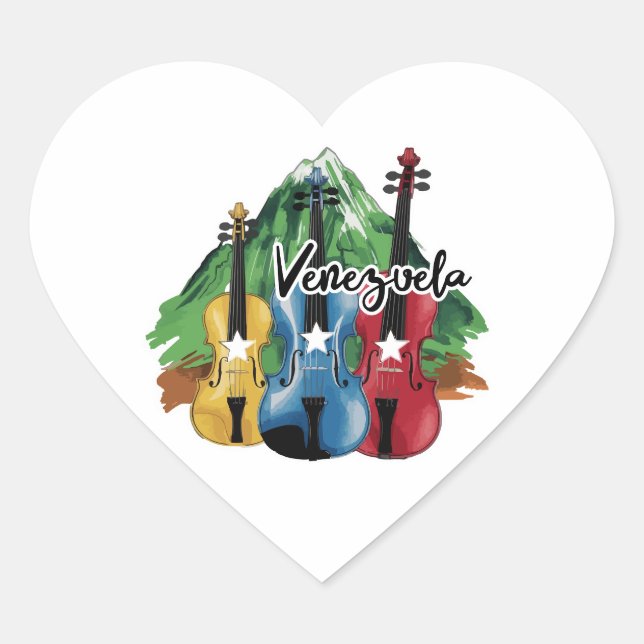 Adesivo Coração three Venezuelan violins (Frente)