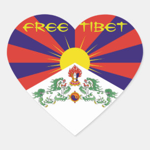 Adesivo Coração Tibet/bandeira tibetana. Tibet livre