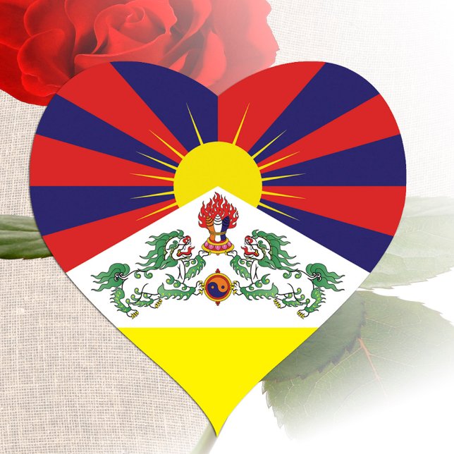 Adesivo Coração Tibete e viagem de bandeira tibetana / Himalaia (Criador carregado)