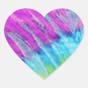 Adesivo Coração Tie Dye Bright Roxo e Teal Heart Sticker