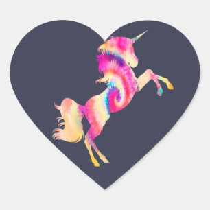 Adesivo Coração Tie Dye Unicorn Classic Round Sticker
