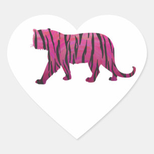 Adesivo Coração Tigre Preto e Rosa Quente da Silhueta