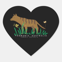 Adesivo Coração Tigre Tasmânico Num Coração