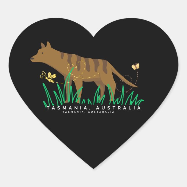 Adesivo Coração Tigre Tasmânico Num Coração (Frente)