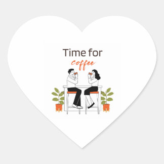 Adesivo Coração Time for Coffee Cute Couple Sticker for Laptop & B