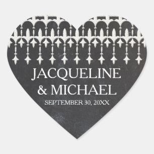 Adesivo Coração Tipografia Cardíaca Rustic Vintage Lace Chalkboard