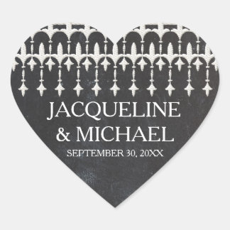 Adesivo Coração Tipografia Cardíaca Rustic Vintage Lace Chalkboard