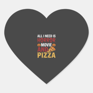 Adesivo Coração Tipografia de Filme de Terror de Halloween e Pizza