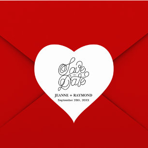 Adesivo Coração Tipografia Elegante Convite de Casamento Personali