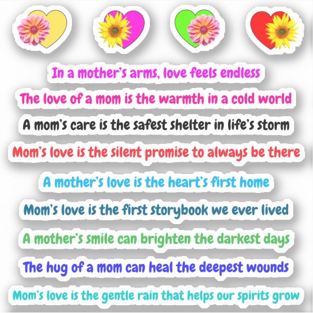 Adesivo Coração Tocando Citações Mãe | Amor com a mãe Stic (Frente)