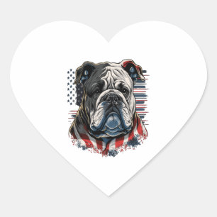 Adesivo Coração TODOS OS AMERICANOS DOG amam buldogue inglês 3