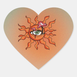 Adesivo Coração Todos os Raios de Cogumelo Vendo Sol