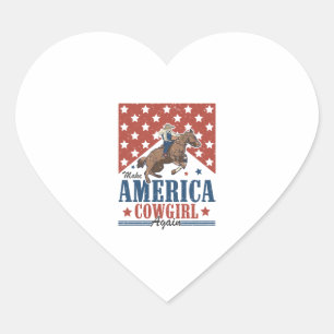Adesivo Coração Torne a América Cowgirl novamente