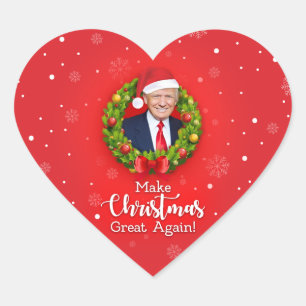 Adesivo Coração Torne o Natal Grande Novamente Trump MAGA presente