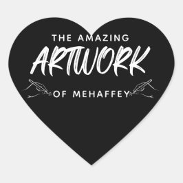 Adesivo Coração Trabalho de arte de Artista Branco Personalizado