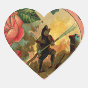 Adesivo Coração Trabalho de arte do Bombeiro Bombeiro Vintage de 1