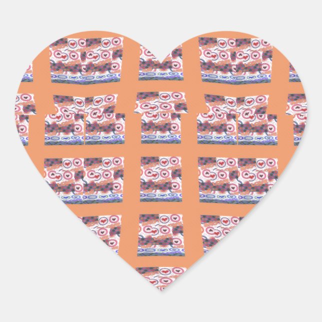 Adesivo Coração Trabalho de arte único e elegante com padrão cardí (Frente)