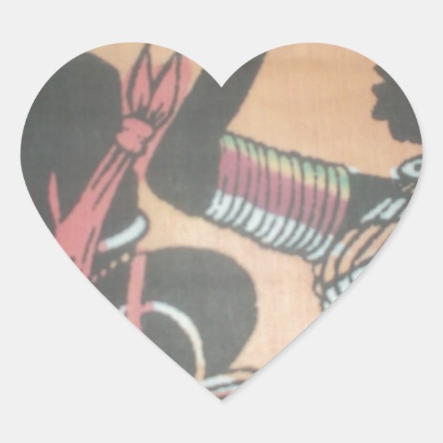 Adesivo Coração Tradição Maasai e Design de Arte Padrão de Cultura (Frente)