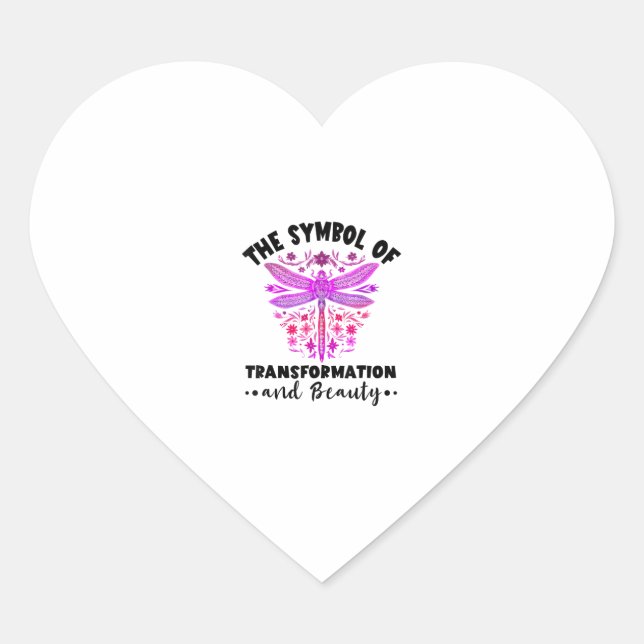 Adesivo Coração Transformation Beauty Nature Insect Dragonflies Dr (Frente)